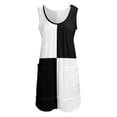 thumbnail image 2 of Black and White Checks Sleeveless U-Neck Fake Two Piece Dress Clothing female Women's summer long dress beach dresses, 2 of 6
