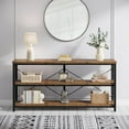 thumbnail image 4 of Tribesigns Sofa Table with Storage Shelves, 55 Inches Industrial Rustic Console Table, 3 Tiers Decorative Shelf, Open TV Shelf for Living Room, Hallway, Book (Brown), 4 of 6