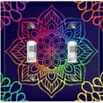 thumbnail image 1 of Metal Light Switch Plate Cover Rainbow Mandala Flower Tile Pattern Black MDL103, 1 of 13