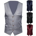 thumbnail image 3 of UDIYO Plus Size Formal Men Solid Color Suit Vest Single Breasted Business Waistcoat, 3 of 7