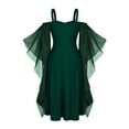 thumbnail image 5 of Hvyesh Women's Butterfly Sleeve Gothic Dress Cold Shoulder Halloween Costumes Medieval Steampunk Dress Black Witch Dresses, 5 of 6