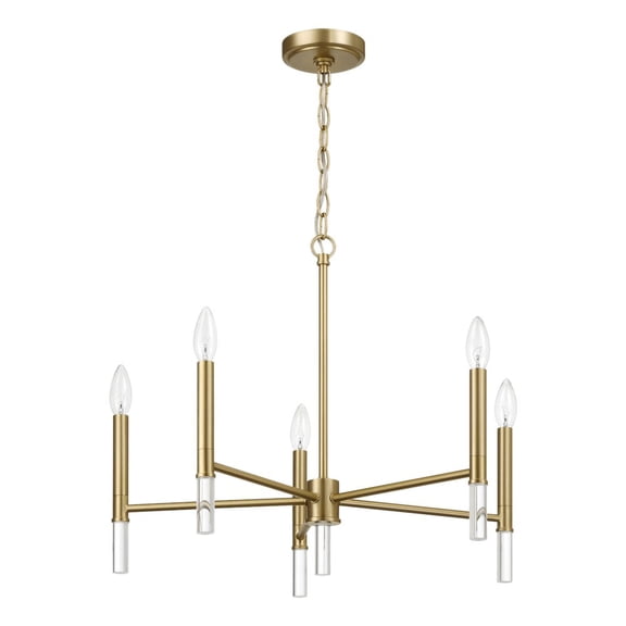 Ashcroft Furniture Courtyard Five Light Golden Brass Candle Light Chandelier 24"W × 17.75"H