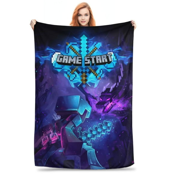 Minecraft Game Throw Blanket Flannel Cozy Ultra Soft Lightweight Couch Bed Sofa Chair for Boys Girls Women 60"X50"