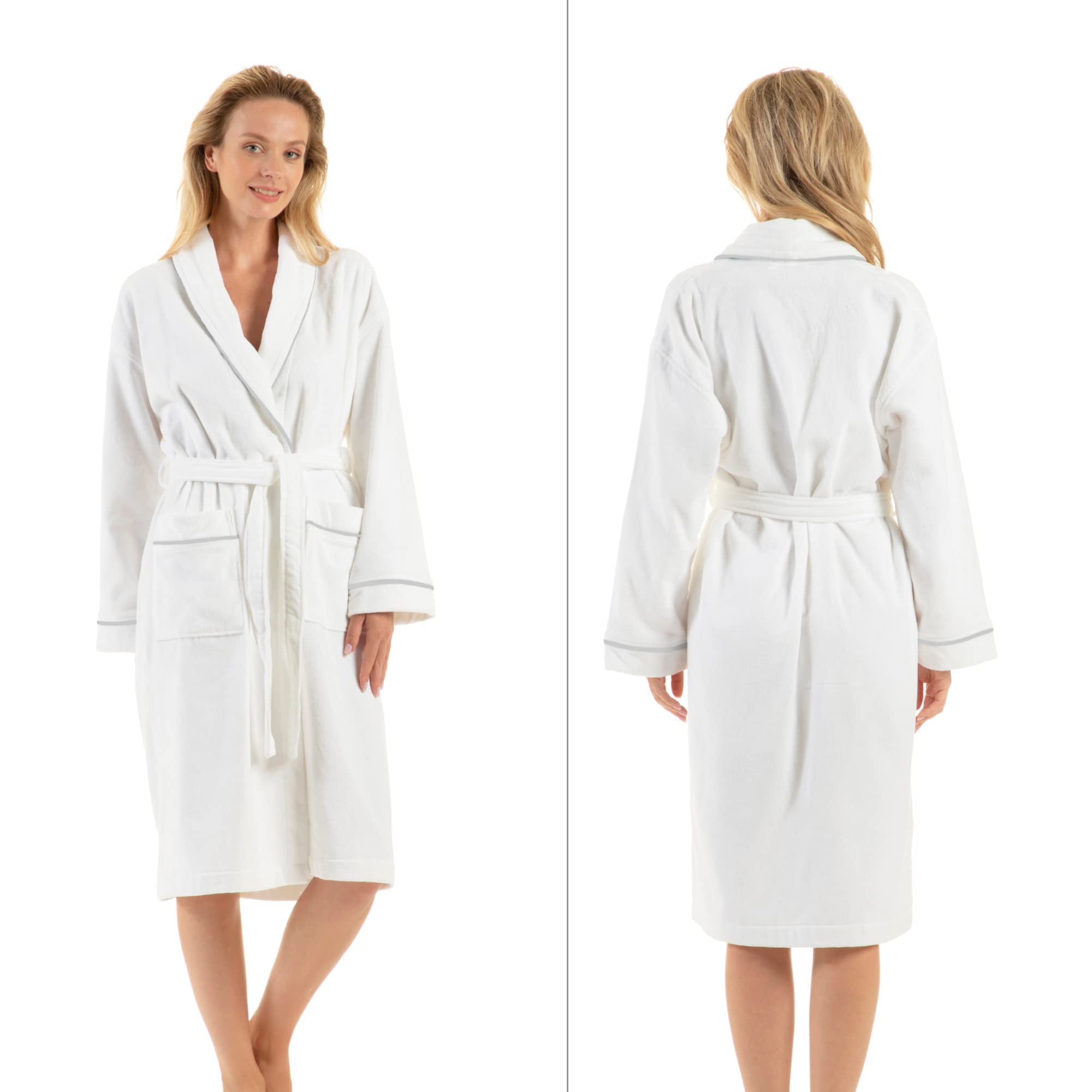 English Home 100% Turkish Cotton Terry Towelling Bathrobe, Absorbent ...