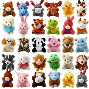 30 Piece Mini Plush Animal Toy Set, Cute Small Animals Plush Keychain Decoration for Themed Parties, Kindergarten Gift, Teacher Student Award