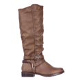 thumbnail image 3 of Womens XOXO Martin Wide Calf Braided Strap Riding Boots, Tan, 3 of 6