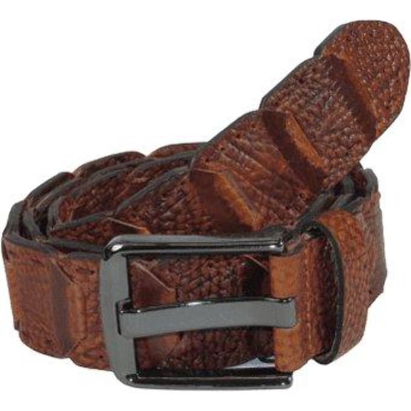 Men Genuine Leather Belt PIERO ROSSI Turkey Crocodile print Hand Stich 69 Cognac