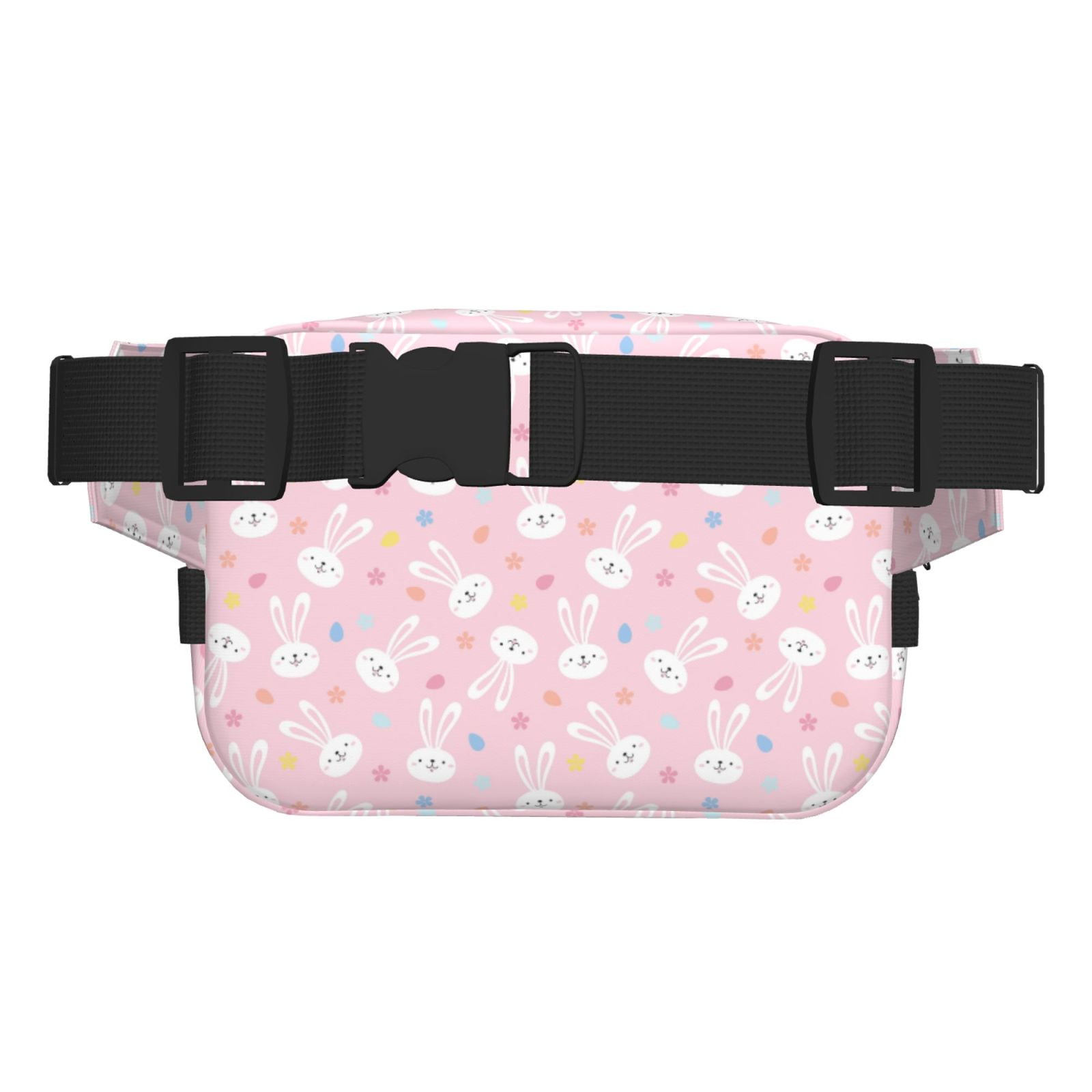 Picia Easter Cute Rabbit Print Square Double-Layer Waist Bag Mini Adjustable Waist Belt Bag Exercise Running Travel Hiking