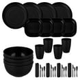 thumbnail image 3 of Wheat Straw Dinnerware Sets,Reusable Dinnerware,Unbreakable Dinner Plates for 4,Black Set 8pcs Plates, 4pcs Bowls, 4pcs Cups,and tableware,Microwave Dishwasher Safe, 3 of 7