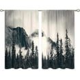 thumbnail image 2 of Grey Misty Forest Small Kitchen Curtains Nature Tree Mountain Woodland Window Treatment Winter Cafe Short Window Curtains for Bathroom Dining Laundry Room Tier Treatment Drapes 27.5x39 inch, 2 of 6