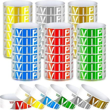 600 Pack VIP Paper Bracelets Wristbands Waterproof Neon Colored Variety for Events