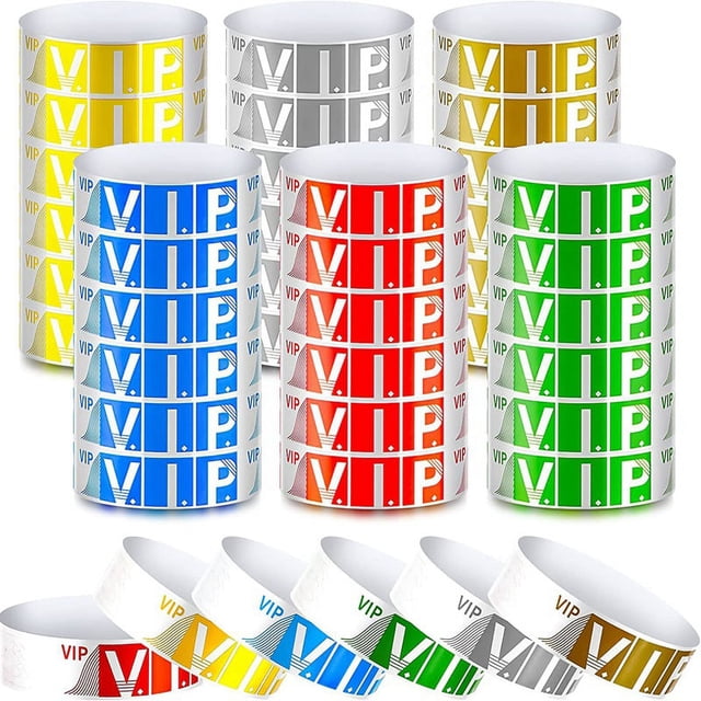 Paquete de 600 Pulseras de Papel VIP Pulseras VIP Pulseras VIP Impermeables Pulseras de Colores NeóN Variedad para Eventos Fiesta