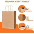thumbnail image 3 of YANTONG Brown Paper Gift Bags with Handles in Bulk, 100pcs Kraft Paper Bags 8x4.5x10.8 inch, Recyclable Shopping Bags for Retail, Grocery, Party Favors, Wedding, 3 of 5