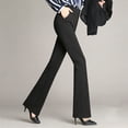 thumbnail image 6 of Fusipu Women Trouser Flared Style High Waist Solid Colors Elastic Formal Long Stretch Office Lady Trouser for Office, 6 of 8