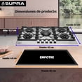 thumbnail image 2 of Parrilla de Gas empotrable Para cocina de 5 quemadores cristal templado 87 cm SUPRA Parrilla 5Q-TM-87 empotrable 87 cm Acero, 2 of 7