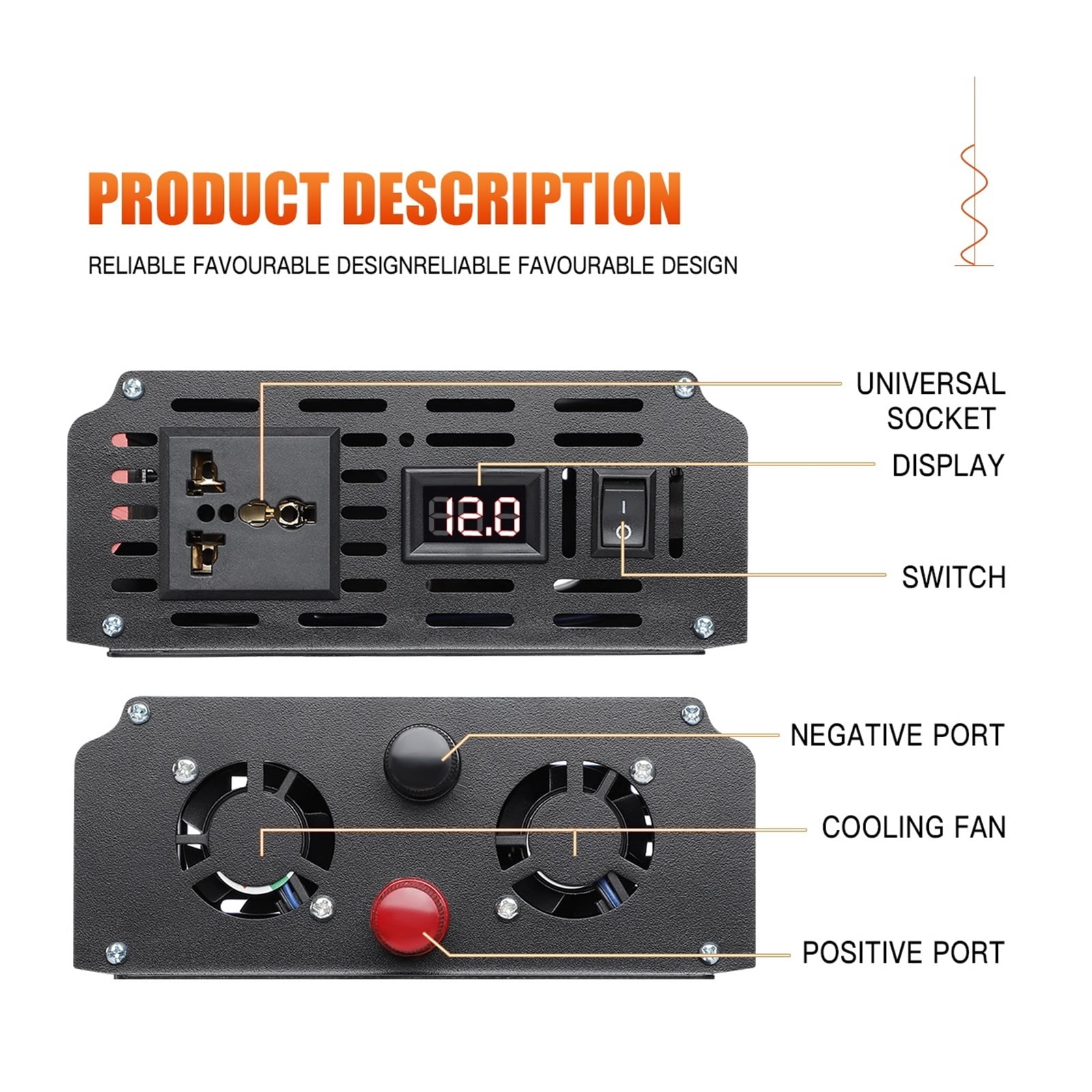 Pure Sine Wave Inverter 12V 24V To 220 1600W 2500W 3500W 4000W DC To AC Voltage Converter 12 220 Mini Car Power Supply ,Portable Design