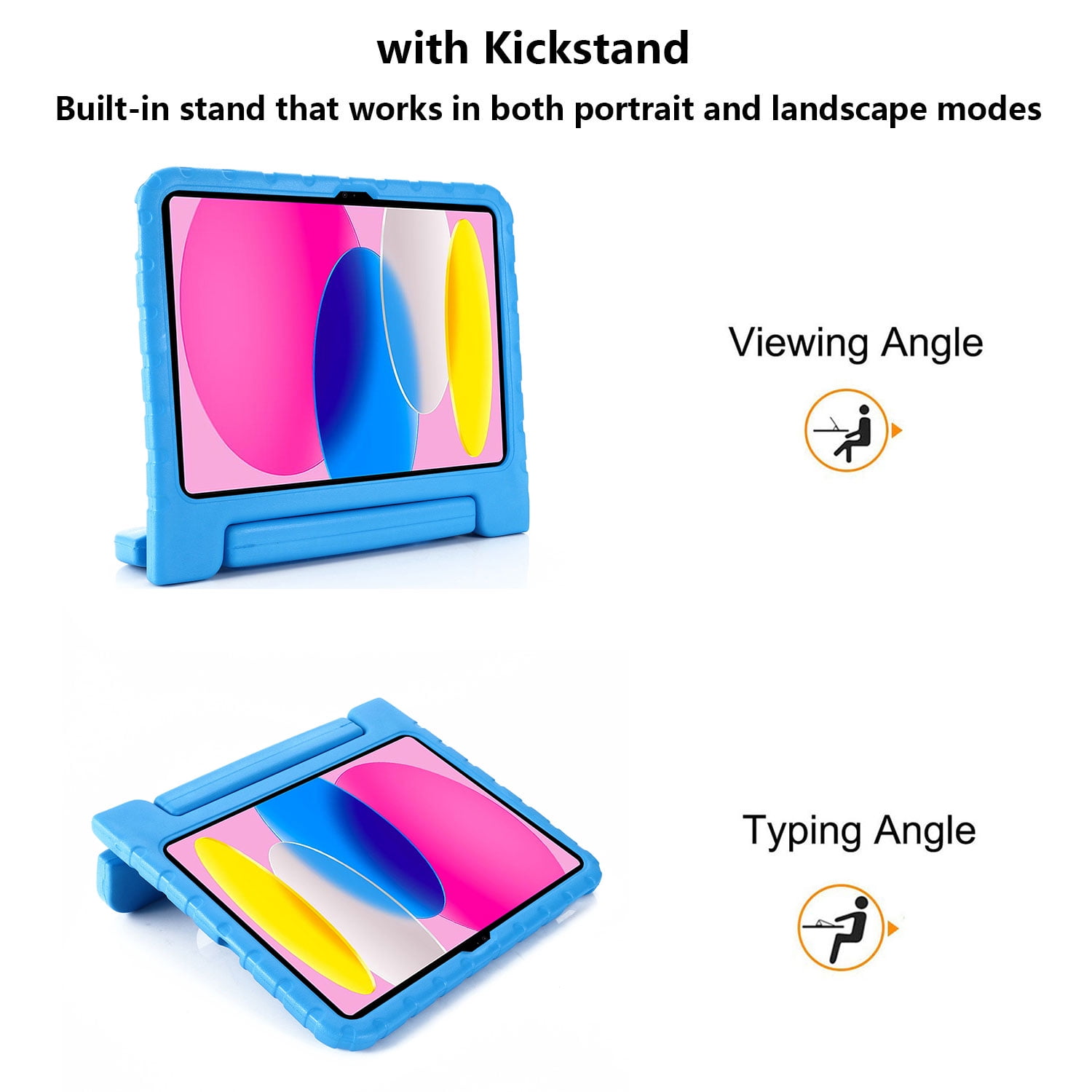 Tarise Kids Case for Apple iPad 10th Generation 10.9 inch 2022 with Pencil Holder/Foldable Convertible Handle/Kickstand Slim Lightweight Kid-Proof Soft EVA Foam Shockproof Rugged Stand Cover, Blue