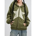thumbnail image 5 of LMLYSoH Women's Autumn Casual Hooded Coat Long Sleeve Star Print Zip Up Drawstring Hoodie, 5 of 9