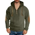 thumbnail image 3 of Txeol 1/4 Zip Pullover Mens Big and Tall Corduroy Hooded Sweatshirt Color Block Outdoor Athletic Drawstring Hoodies,L Army Green, 3 of 6