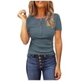 thumbnail image 2 of CHGBMOK Blouses Grande Taille pour Femmes Habillées Décontractées Mode Féminine Décontractée Col Rond Motif Léopard Imprimé Volant Manches Courtes Haut d'Été Plage en Liquidation, 2 of 8