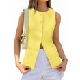 thumbnail image 5 of Sleeveless Solid Color Women Work Office Slim Waistcoat Vest Blazer, 5 of 6