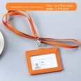 thumbnail image 1 of Neutral Minimalist Style PU Leather Protective Sleeve for ID Card Work Badge Student School Name Tag Lanyard Buckle Home Use, 1 of 5