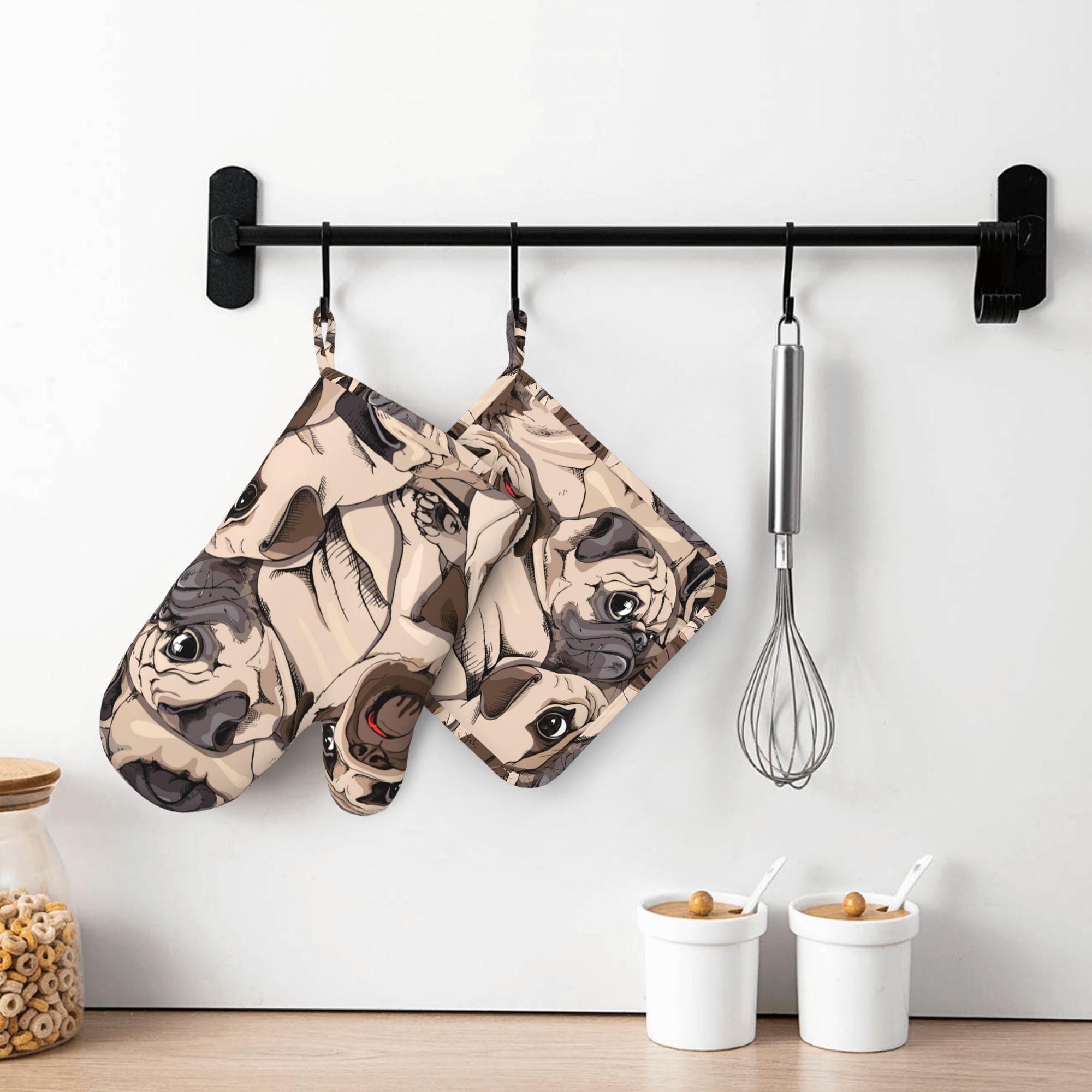 Hanging Oven Glove and Pot-holder Against Wall with Tile Stock