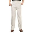 thumbnail image 5 of Sakmal Men's Khaki Pants Cotton and Linen Elastic Waist Straight Leg Stretch Yellow Mens Chino Pants XL, 5 of 5