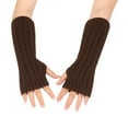thumbnail image 3 of Women's Cable Knit Plush Lined Arm Warmers, Windproof Thermal Sleeve Covers with Thumb Hole, Thickened Mitten Style Hand Warmers, Soft Fleece Lined Wrist Warmers for Cold Weather Coffee, 3 of 4