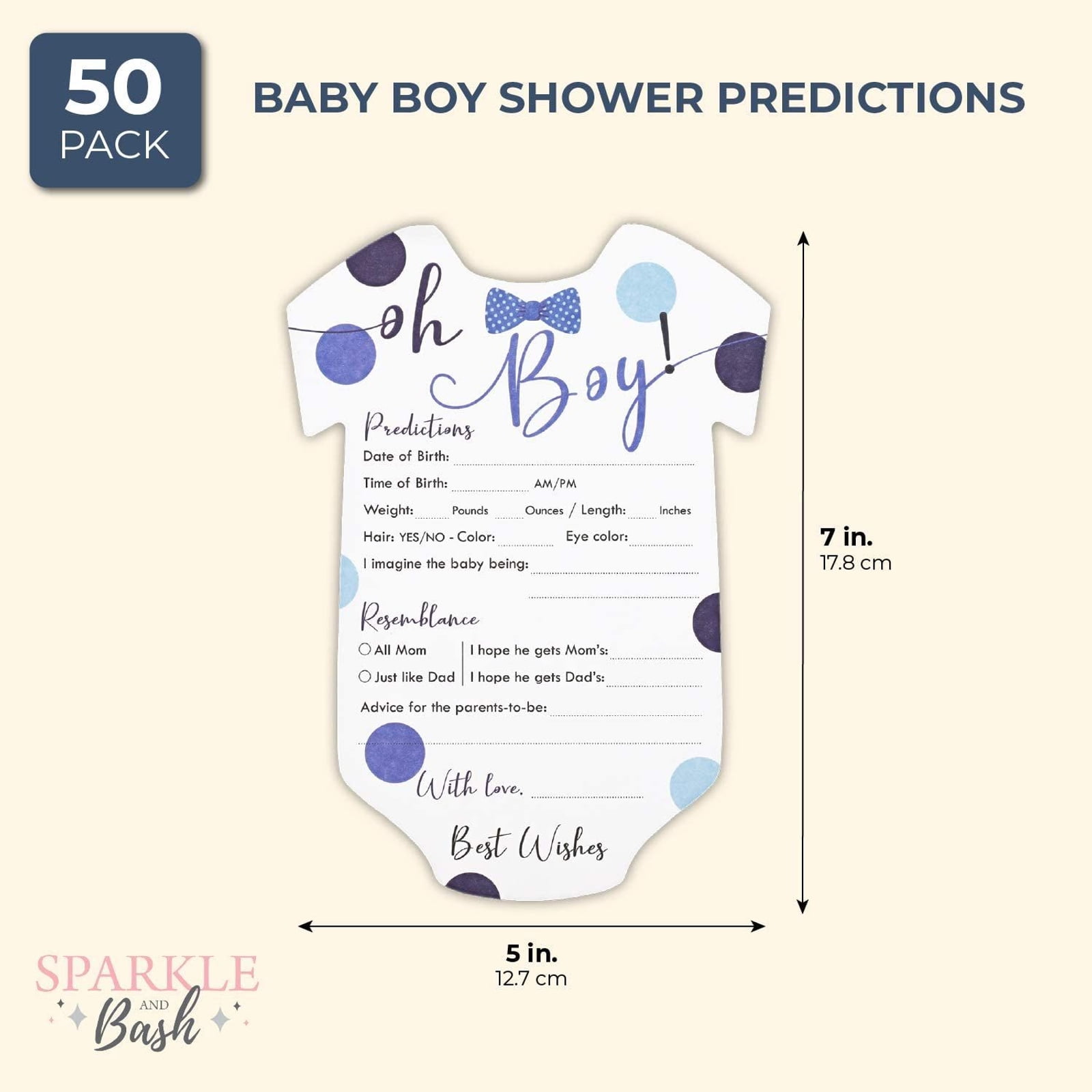 BOY BLUE PREDICTION CARDS KEEPSAKE #1 20 GUEST PACK! BABY SHOWER GAME