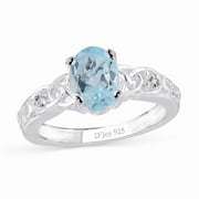 925 Sterling Silver  Sky Blue Topaz White Statement November Birthstone Ring For Women Stylish Jewelry Birthday Gifts for Women Size 6 Cttw 1.2