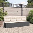 thumbnail image 3 of Bowery Hill Contemporary Synthetic Poly Rattan Garden Sofa in Black And Cream, 3 of 18