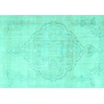 thumbnail image 1 of Ahgly Company Machine Washable Indoor Rectangle Persian Turquoise Blue Traditional Area Rugs, 8' x 12', 1 of 4