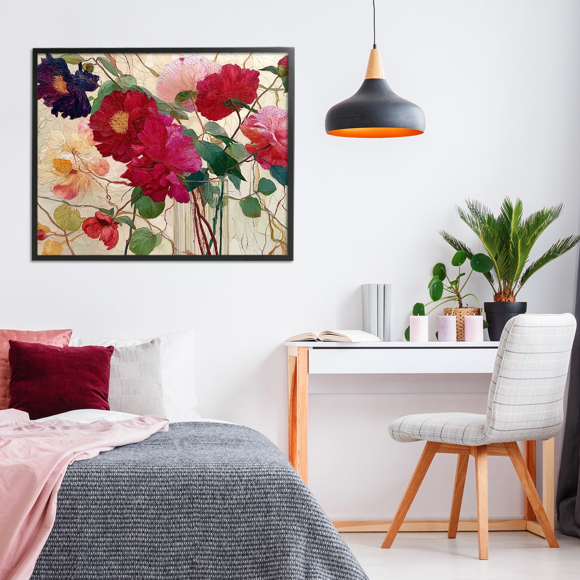 Haiku Flower Vase Black Framed Giclee Art, design by Annabelle Hall