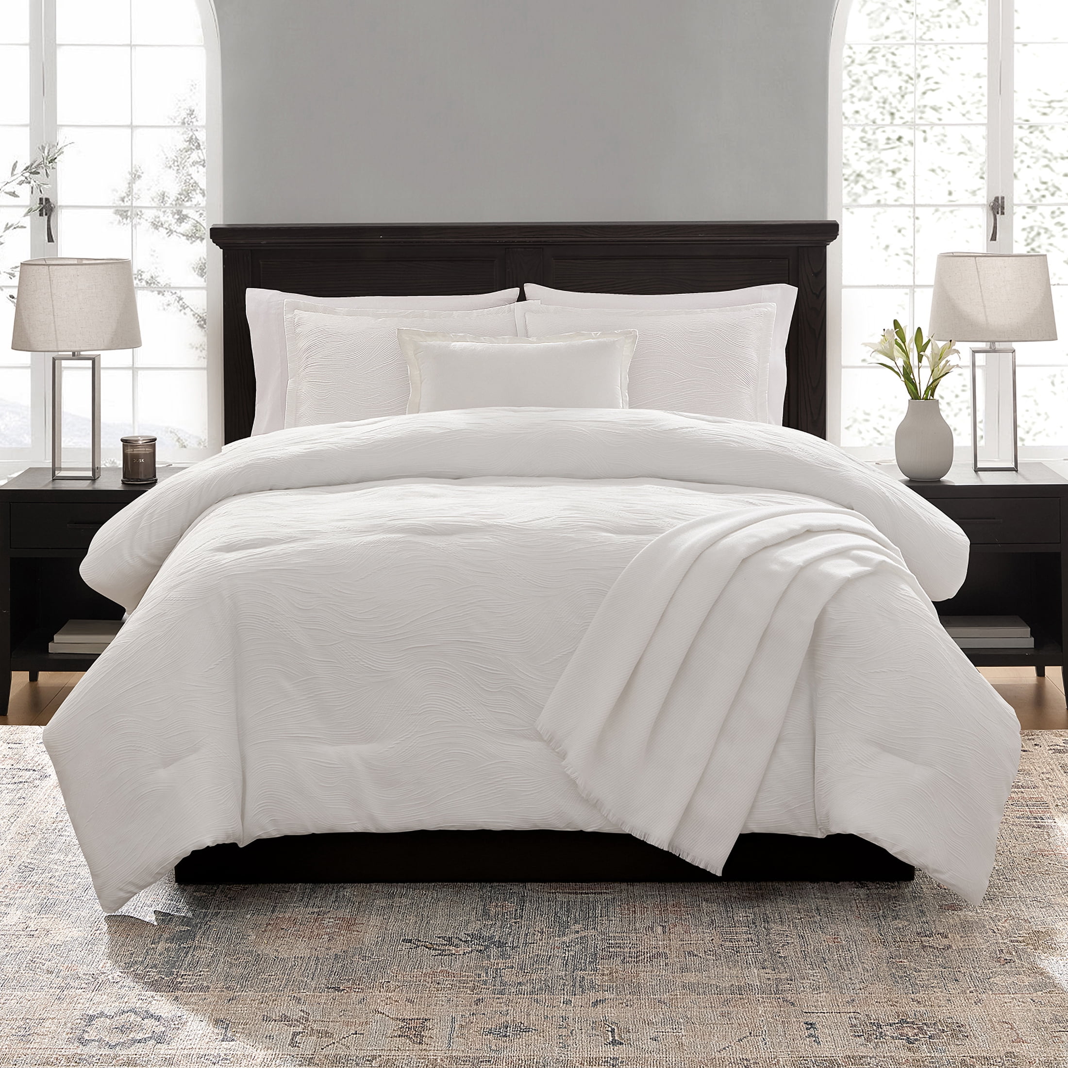 Mainstays Marble 5-Piece White Jacquard Comforter Set, King