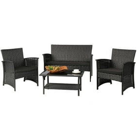 Inspire Q Barbados Wicker Outdoor Cushioned Grey Charcoal