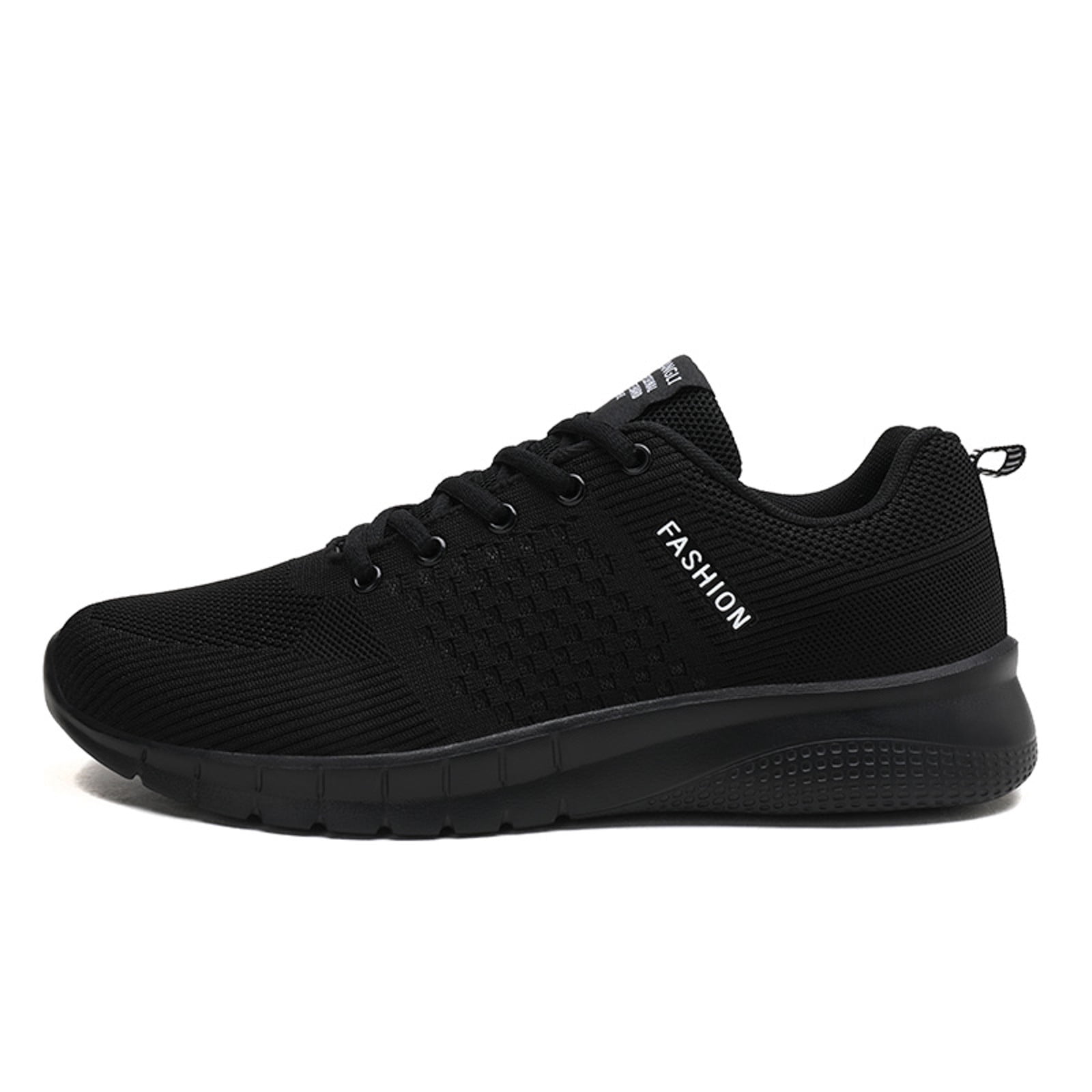 Caqnni Mens Running Shoes Tennis Sneakers Walking Gym Workout Athletic Breathable Jogging Sport Casual Shoe (Black,45)