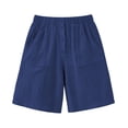 thumbnail image 6 of VBVC Women's Cotton-Linen Button Front Bermuda Shorts , Summer Casual Textured Shorts For Women,Ladies' Loungewear Shorts with Pockets,Blue,S-2XL, 6 of 8