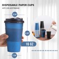 thumbnail image 6 of SIUQ 16 oz Disposable Paper Cups with Lids Sleeves,Insulated Cups for Hot Drinks,Blue-Black 100 Pack, 6 of 6