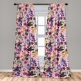 thumbnail image 4 of Ambesonne Floral Inspiration Curtains, Old Memories, Pair of 28"x84", Dark Purple and Multicolor, 4 of 5