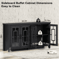 thumbnail image 2 of Joaxswe Farmhouse Sideboard Buffet with Storage, 63" Large Coffee Bar Cabinet with Glass Doors and Shelves for Dining Room, Black, 2 of 7