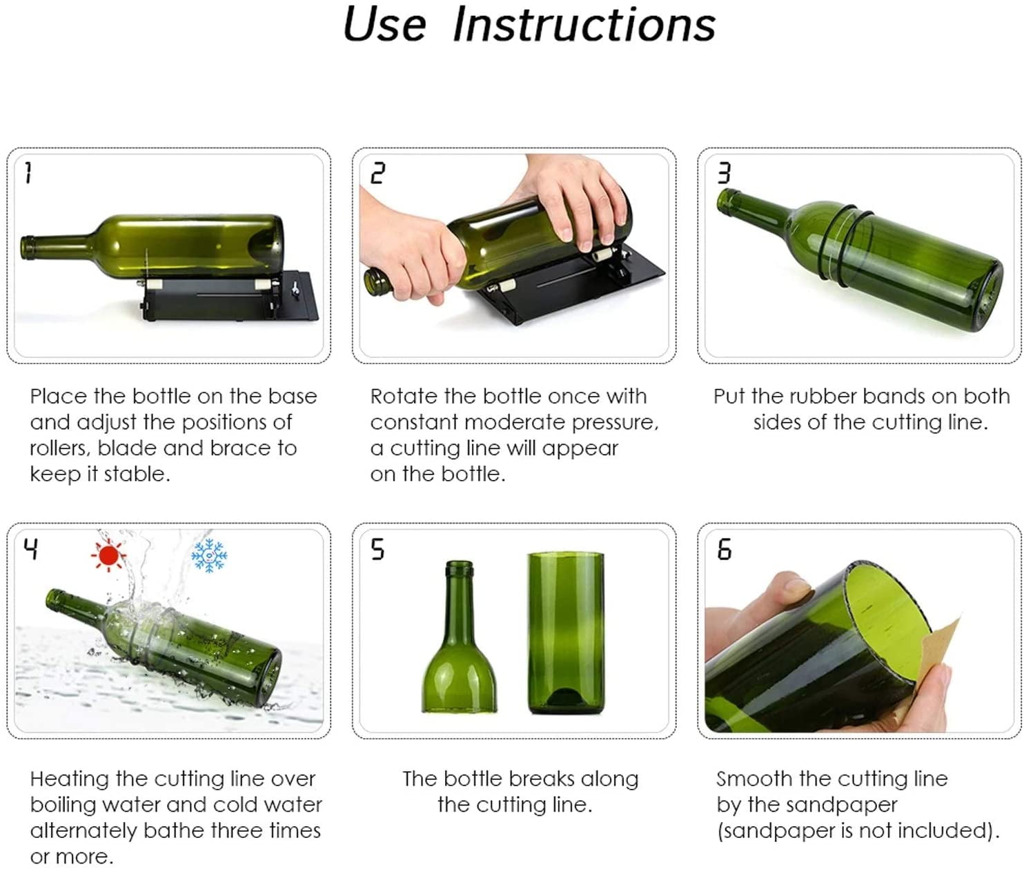  Glass Bottle Cutter, Fixm Square & Round Bottle Cutting  Machine, Wine Bottles and Beer Bottles Cutter Tool with Accessories Tool Kit（Upgrade  Version）