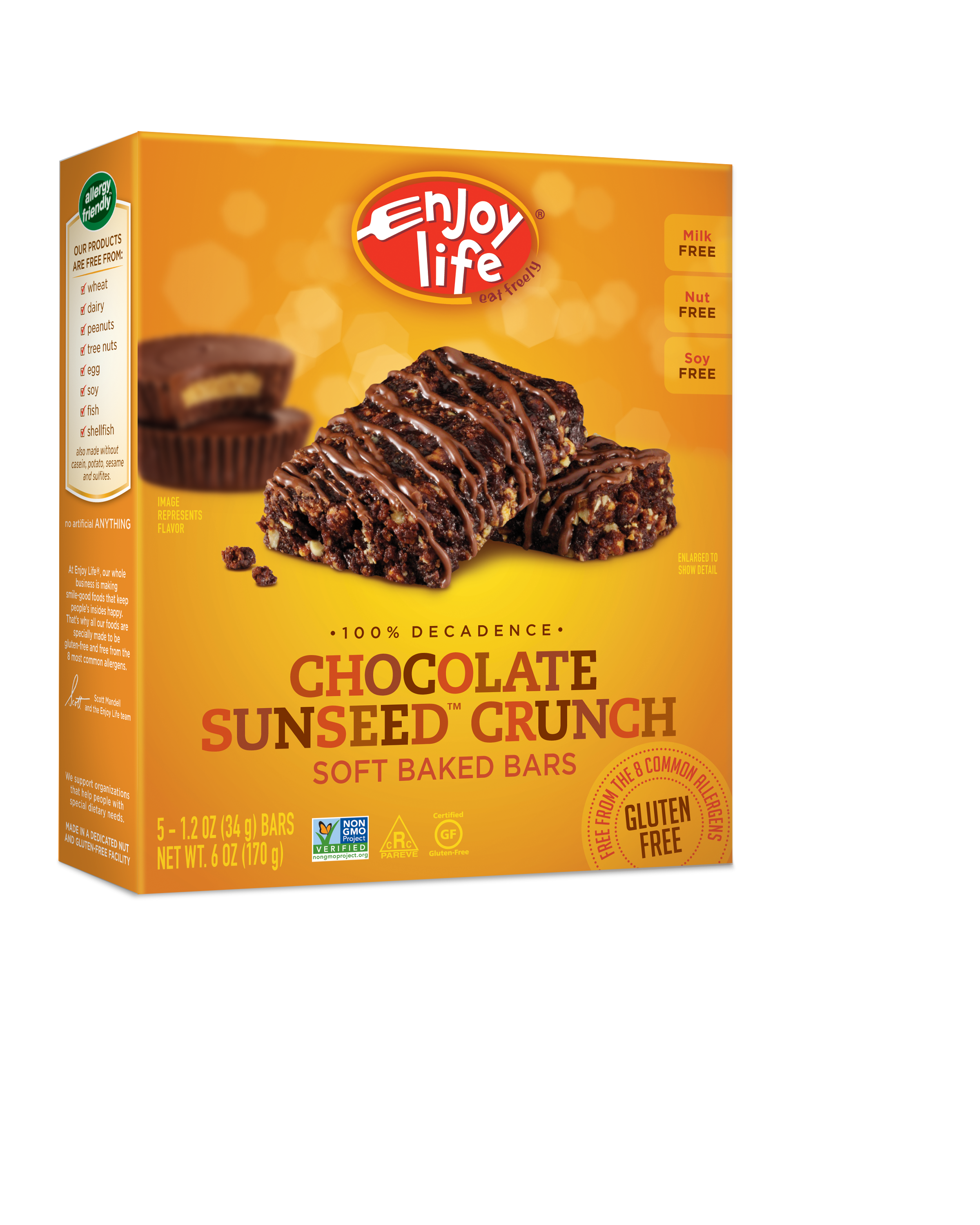 Enjoy Life Decadent Bars, Chocolate Sunseed Crunch, 1.2 Ounce, 5 Count