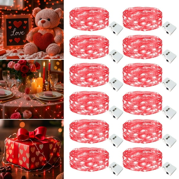 Fairdeer Fairdeer LED de 7 pies y 20 pulgadas, funciona con pilas, paquete de 12, color rojo