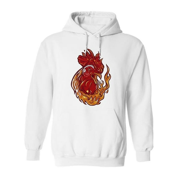Fiery Rooster Sketch Hoodie Men -Image by Shutterstock, Male x-Large