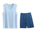 thumbnail image 2 of Handshe Men's Summer Fashion Casual Solid - Color V - Neck Sleeveless Sports Set, 2 of 3
