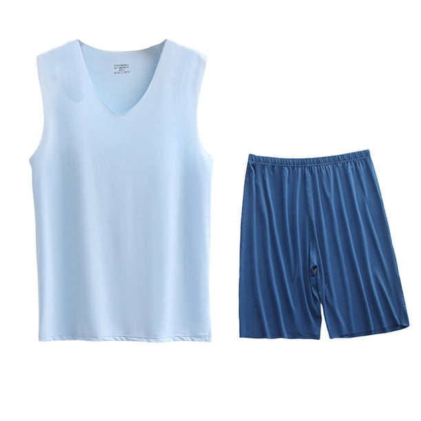 Conjunto Deportivo de los Hombres, Moda Casual de Color Sólido Cuello en V sin Mangas de Elasticidad Superior para el Desgaste Al Aire Libre, Traje Atlético de Humedad