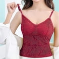 thumbnail image 6 of Women's Slim-Fit Camisole qinhaie Women's Lace Camisole with Padded Bra, Adjustable Spaghetti Straps V Neck Crop Top, Soft Breathable Bra Wine Red Camisoles & Tanks, 6 of 7