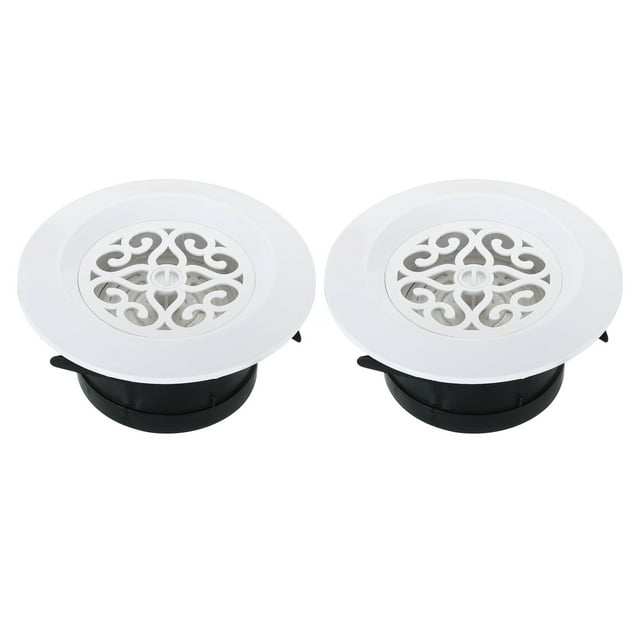 Unique Bargains Évent d'Air Rond de 4 Pouces 2 Pcs Diffuseur de Plafond Réglable Housse de Gril ABS Persiennes Évent de Soffite avec Écran Blanc