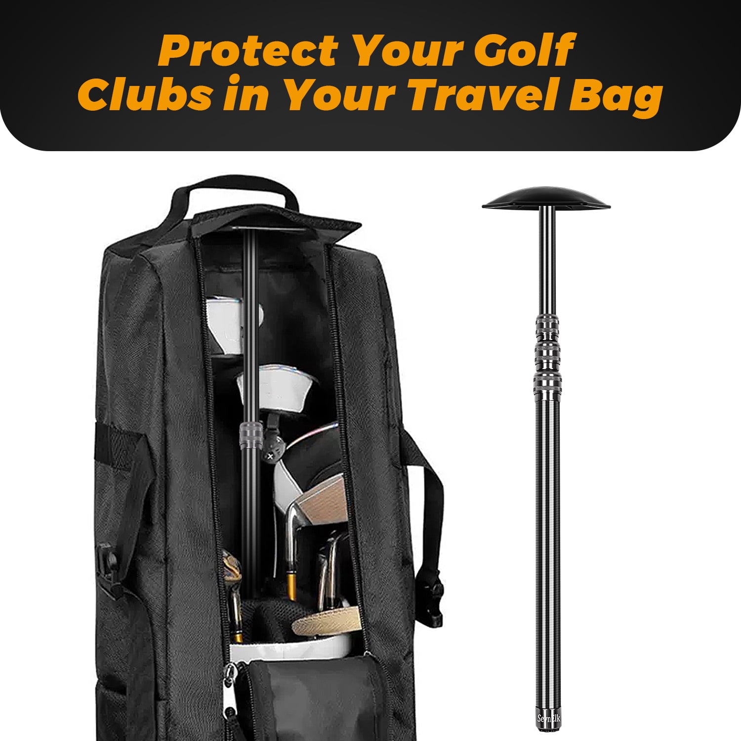 Golf Travel Bag Support Pole - Anti-Extrusion Cover and Lightweight Carbon Fiber Travel Golf Bag Support Rod, Stiff Arm for Golf Travel Bag